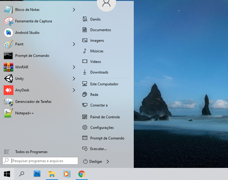 menu inciar classico do windows 7 no windows 10